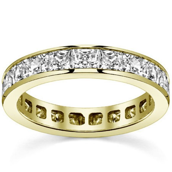 Princess Moissanite Channel Eternity Ring In 14k18k Gold - Picture 4 of 4